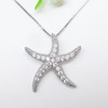 Hiqmic 925 Sterling Silver Chain Starfish Star shaped Zirconia Pendant