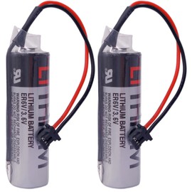 DCYNXC 2-Pieces ER6V 3.6V ER6VC119A / ER6VC119B PLC Battery for Mitsubishi PLC M70 3.6V 2400mAh Lithium Battery with Black Plug