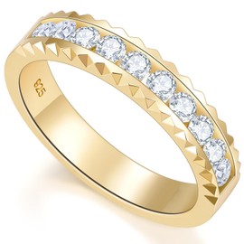 LEONIDS Moissanite Rings for Women - 14K Plated Gold Rings for Women Non Tarnish 925 Sterling Silver D Color VVS1 Clarity Eternity Engagement Wedding Band Promise Rings for Her Jewelry Gifts Size 7