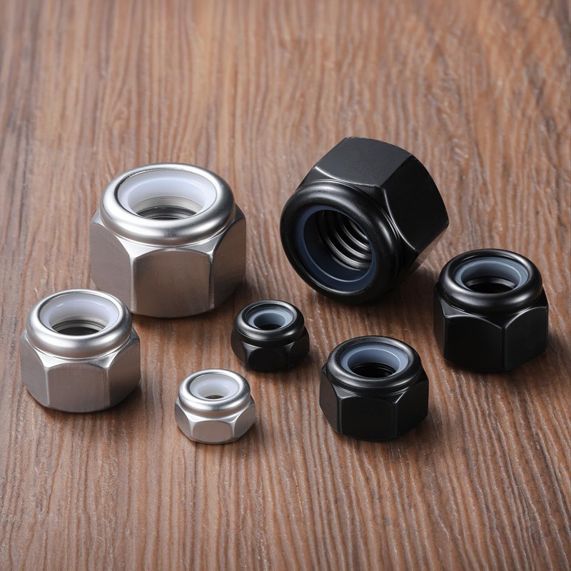 BNUOK 100Pcs 1/4-20 Lock Nuts, Nylon Insert Locknuts 304 Stainless