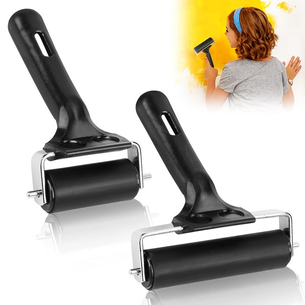 Pack of 2 Rubber Rollers, Rubber Brayer Roller Rubber Roller,