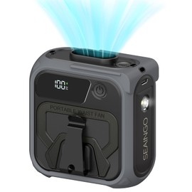 SEAINGO Portable Waist Fan Rechargeable – 10000mAh, 42 ft/s Max, 5 Speeds 16000RPM, Personal Cooling Wearable Clip Body Belt Shirt Fans, Hanging Neck Fan with Light for Camping Travel Outdoor Indoor