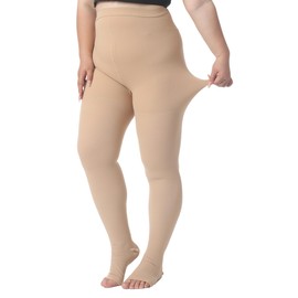 Plus Size 4XL Compression Pantyhose for Women Men, 15-20 mmHg Graduated Compression Tights, Opaque Toeless Compression Stockings Waist High Support Tights for Swelling, DVT,Pregnant, Teacher, Doctor