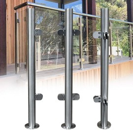 90/110cm Stainless Steel 304 Balustrade Floor Railing Post Glass Clamps Fencing,High Glass Balustrade Railing Post Glazing Stainless Steel Pole Handrail Garden Fencing Silver (90cm End Post,)