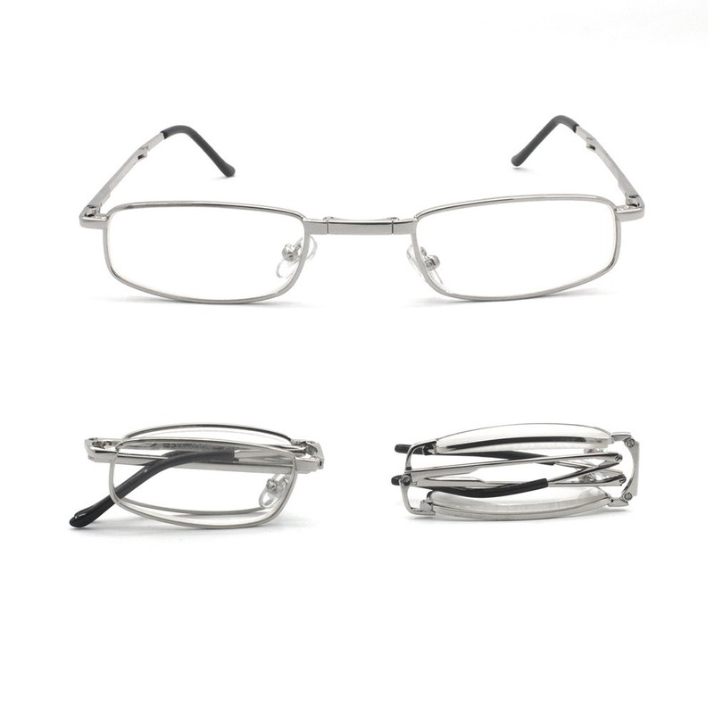 Metal Folding Reading Glasses with Case Slim Stylish Compact Folding