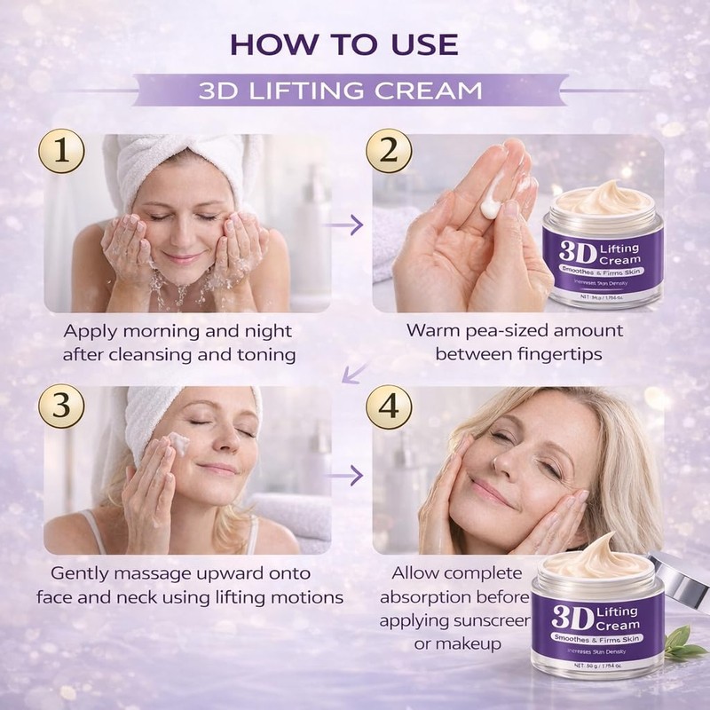 3D Lifting Night Cream with 17-Peptide for Wrinkles, 1.76 fl