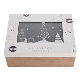 The Seasonal Gift Co - Hinged Lid Keepsake Box - Christmas Memories - Family & New Born Xmas Home Decor & Homeware Gifting Present Baby Shower & Christening.