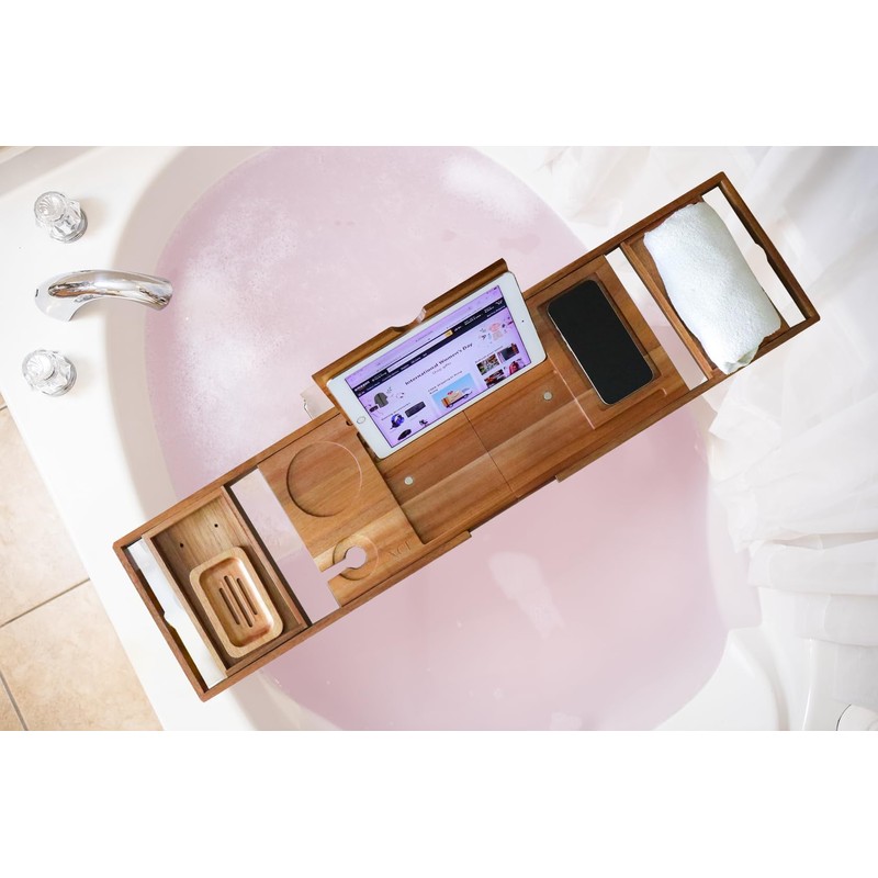 XcE Foldable Bathtub Tray Expandable to 105cm for Luxury Bath,