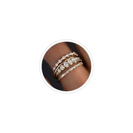 18K Gold Plated Rings Cubic Zirconia Rings for Women Dainty Stackable Rings for Women Gold Rings Set (Gold, 10)