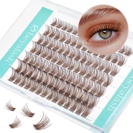 Obeyalash SNR013 Brown Eyelashes, Brown Eyelash Clusters, Individual Eyelash Extensions, DIY D Curl Eyelash Extension Mix 8 mm, 10 mm, 12 mm, 14 mm, Natural Brown, Individual Eyelashes at Home
