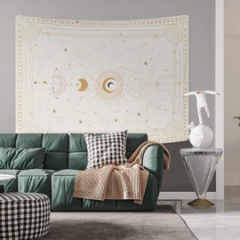Shiny Flower Moon Tapestry, Moon Phase Wall Cloth, Scandinavian Cloth Poster, Constellation Decorative Fabric, Large Size, Wall Decoration, Wall Decoration, Makeover, Decorative Supplies, Interior,
