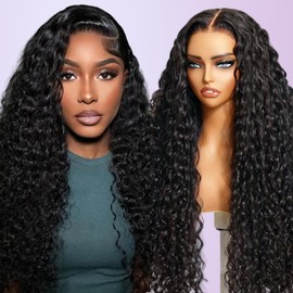 Smilenice Water Wave Human Hair Wig For Black Women, 13x6 HD Lace Front Wigs 180 Density, Curly Wig Pre Plucked With Baby Hair, Brazilian Glueless Wig Human Hair 18 Inch