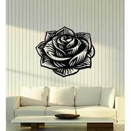 Vinyl Wall Decal Flower Rose Bud Gorgeous Floral Ornament Stickers Mural Large Decor (g2046) Black