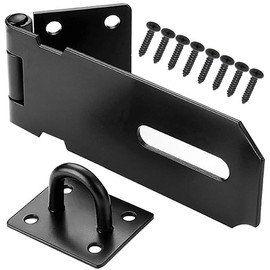 Litensh 3 Inch Door Padlock Hasp Latch Lock, 304 Stainless Steel Safety Packlock Clasp Door Clasp Hasp Lock Latch Hinges Lock for Door Black