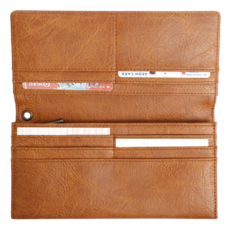Edwin Retro Synthetic Leather Long Wallet, Embossed Logo, Synthetic Leather,