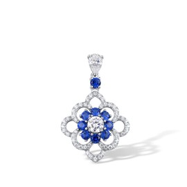 Santuzza 925 Sterling Silver Flower Shape Gemstone Pendant Blue Cubic Zirconia Daisy Pendants for Women