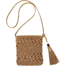 FAINCA Beach Bag, Straw Women's Shoulder Bags, Straw Bags Women, Summer Straw Bag with Tassel, Boho Bag, Shoulder Bag Made of Straw, for Daily Beach, Holiday, Dating, Brown