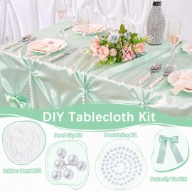SoarDream Green Table Cloth: Rectangle Tablecloth Satin Table Cloths 90x90 Inch for Wedding Anniversary Outdoor Ceremony Birthday Party Decorations