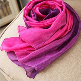 QIKEGooods Cotton Silk Scarves for Women Gradient Color Long Shawl wrap Ladies Neck Scarves Soft Scarf Shawl Wrap Stole Scarf