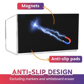 HeCuPMMA Magnetic Dry Erase Marker Holder - Non-Slip Acrylic Pen Organizer with Powerful Magnets for Whiteboard, Refrigerator, Office Desk, Classroom Supplies & Home Organization-Clear