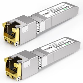 2 Pack 10G SFP+ to RJ-45 Transceiver, 1.25/2.5/5/10G-T Copper SFP+ CAT6a Module, Auto-Negotiation, Up to 30m, for Cisco SFP-10G-T-S, Ubiquiti, Meraki, TP-Link, Mikrotik, Netgear and More