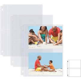 Photo Album Refill Sheets, 5 x 7 Inch, Heavyweight,  Clear 3 Ring Photo Binder Page Refills, 200 Total Photos, Each 2-Pocket Sheet Holds Up to 4 Photos (50 Pack) - Colour: 25