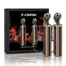x-lighter Matchstick, Waterproof Match Fire Striker, Flint and Steel, Survival Tool Kit Forever Lighter(Skull+Skull)