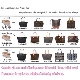 Organizador de bolso para Longchamp Le Pliage Neo (grande), organizador de inserción de bolsas, 1012 azul-S