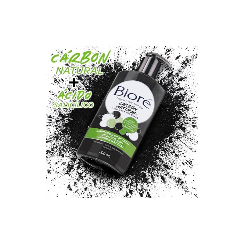 Bioré Limpiador Profundo de Poros con Carbon Natural, 200 ml