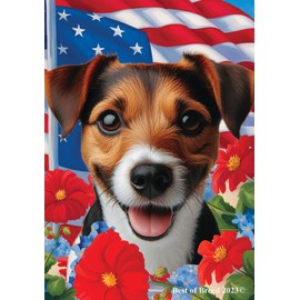 Jack Russell Brown/Black - Best of Breed All-American Patriotic I Garden Flags