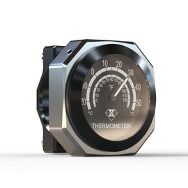 Riloer Handlebar Thermometer Gauge, Waterproof Luminous Alloy Temperature Gauge, Alloy Motorcycle Thermometer Compatible with Yamaha Kawasaki Honda Suzuki Harley Davidson, Silver