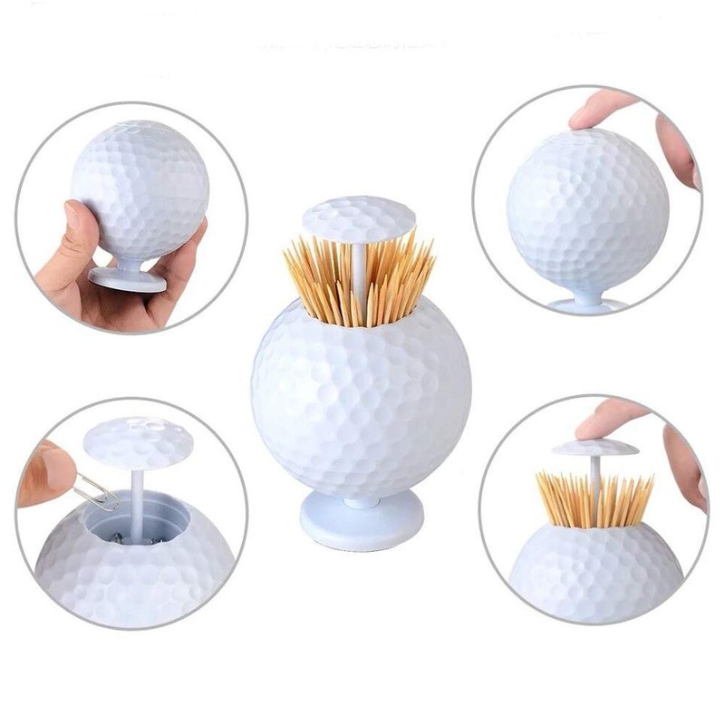 Seadream Golf Ball Automatic Toothpick Holder Box Bucket Pop-up Novelty
