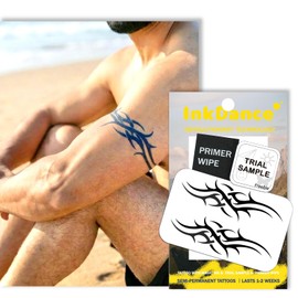 Semi-Permanent Tattoo, Tribal Armband, Long Lasting Temporary Tattoos, Waterproof Plant-Based Ink, Lasts 1-2 Weeks, Color Develops in 24 Hours D285, Set of 2
