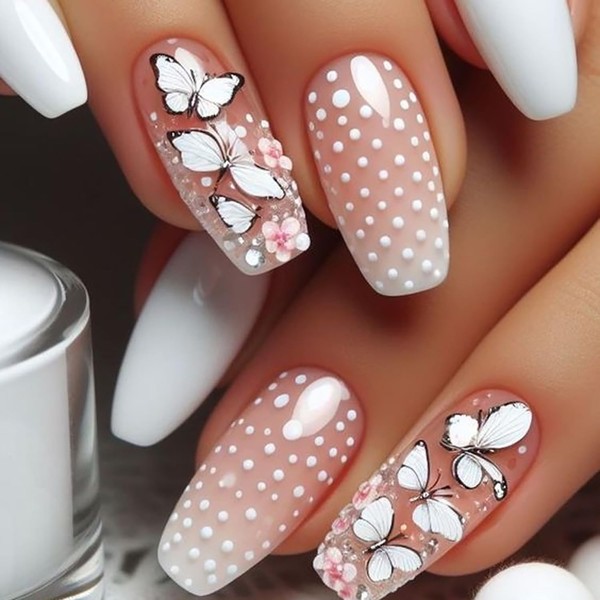EYZOTSF Press on Nails Medium Square Shaped Acrylic Medium Square