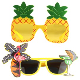 HexinYigjly 2 Pcs Luau Party Glasses, Hawaiian Party Decorations Sunglasses, Funny Hawaiian Glasses for Summer Tropical Beach Party Decoration Supplies Sunglasses, Fancy Dress Props Eyewear
