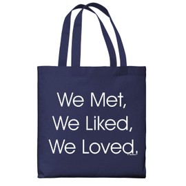 Gay Pride Mug We Met We Liked We Loved Lightweight Navy Small Canvas Tote Bag