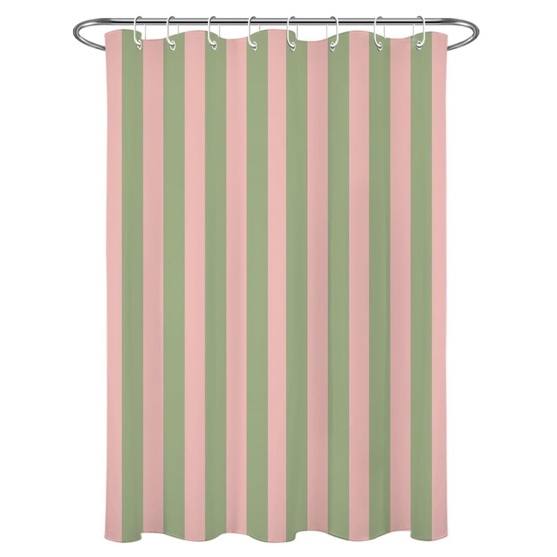 EOBTAIN Striped Small Stall Shower Curtain 48x68 Inches Pink and