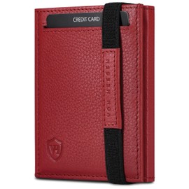 VON HEESEN slim wallet, red, With mini coin compartment