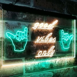 AdvPro 2C Good Vibes Only Hands Party Dance Disco Decoration Dual Colour LED Bar Light Neon Light Advertising Neon Sign st6-i3077