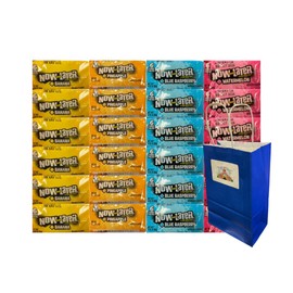 Big Top Deals USA Blue Paper Bag 5.25x3.2x8 in with Assorted Now and Later Candy 24 Pack – Banana Pineapple Blue Raspberry Watermelon, 6 Each – Fun Treat Bags for Events