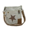 Myra Bag Leather Star Upcycled Canvas Medium Corssbody Bag M-0898