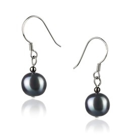Teresa Black 8-9mm A Quality Freshwater 925 Sterling Silver Cultured Pearl Earring Pair