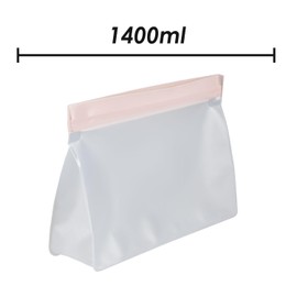 VFM - Food Storage Bag Press Seel Close 1400ml Storage Bags Reusable Sandwich Bags Food Storage Bags for Fruits, Vegetables, Meat, Grains - 20.5 x14.5cm Pink