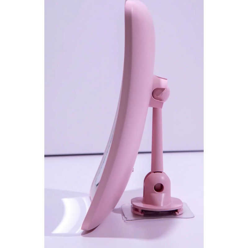 Adjustable Tabletop Vanity Mirror, Pink Frame with Stand, Rectangular Design