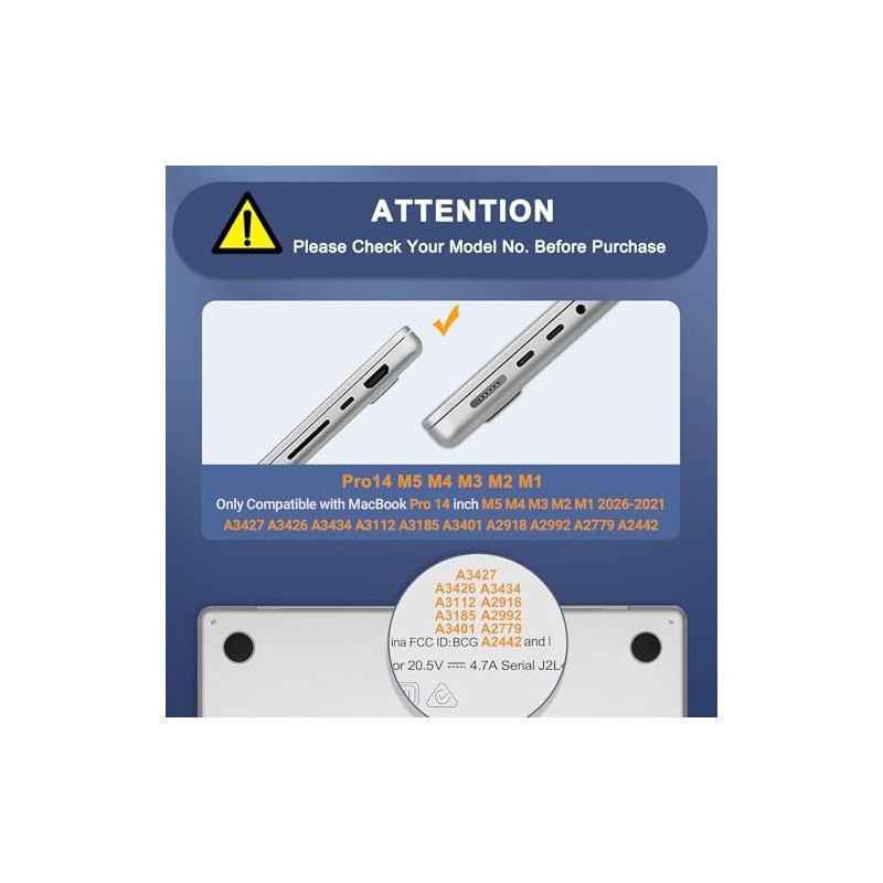 MOSISO Funda Compatible con MacBook Pro 14 M5 M4 M3