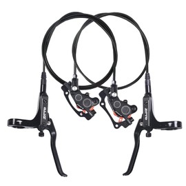 ThinkTop Bike 4 Piston Hydraulic Disc Brake, CNC Machining MTB Bicycle Oil Pressure 4 Piston Driving Brake Caliper, Left (Front) 800/Right (Rear) 1400mm (Black)