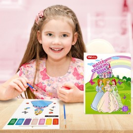 YMluky Paint with Water Books for Kid,Princess Coloring Book with Watercolor Paint Set Kids,Travel Coloring Kit，Arts and Crafts Suitable for Birthday