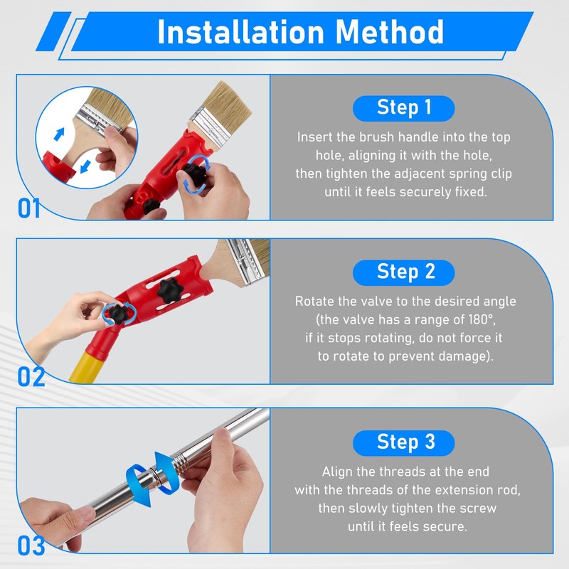 Multi-Angle Paint Roller Extension Pole Holder, Paint Brush Extender Holder