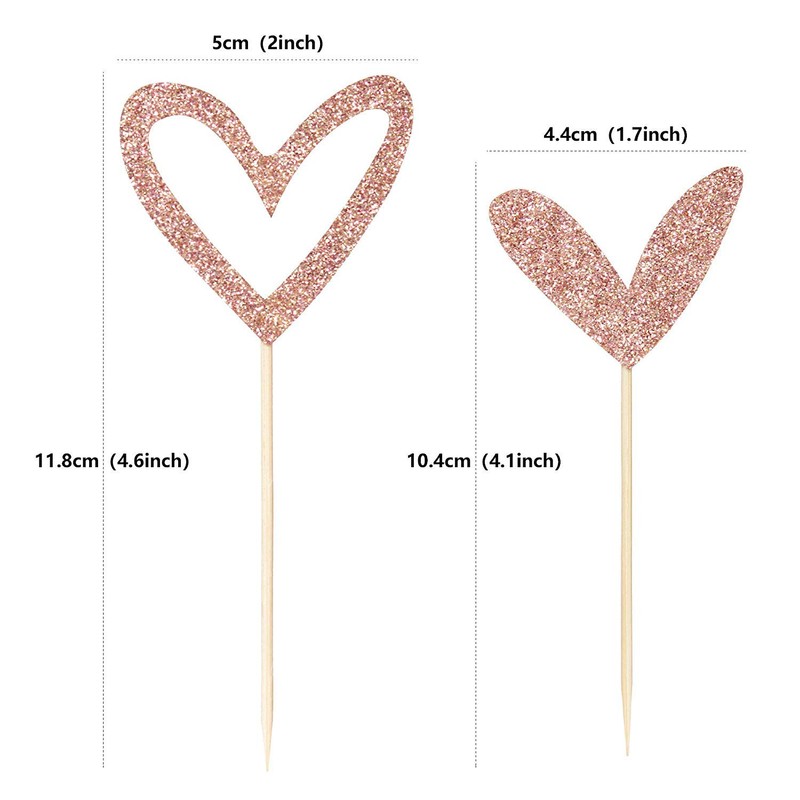 Unimall Global Pack of 24 Rose Gold Glitter Heart Cupcake