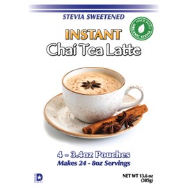 Gramzero Premium Chai Latte Powder Mix | Best Chai Drink Mix | No Sugar Added | Kosher | Stevia Sweetened | 4-3.4 oz Pouches (24 Total Servings) | Each Packet Makes 8fl Oz Rich and Delicious Instant Chai Tea Latte